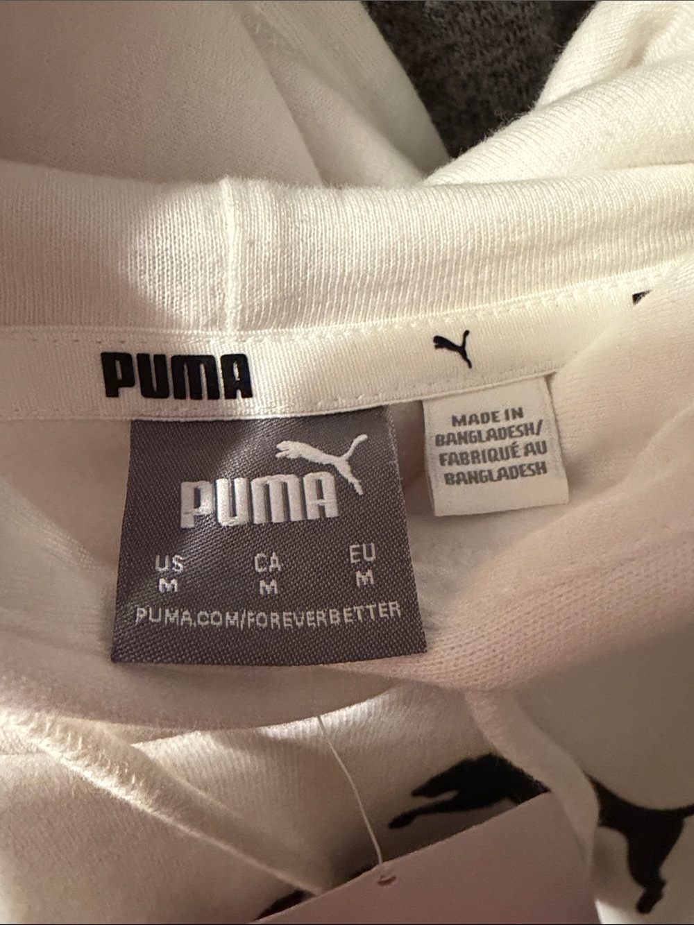 Puma White Hoodie Sweatshirt with Black Logo - Picture 5 of 5